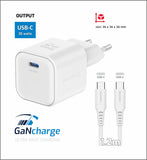 SWISSTEN CHARGER GaN 1x USB-C 35W POWER DELIVERY WHITE + DATA CABLE USB-C/USB-C 1,2 M WHITE