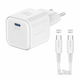 SWISSTEN CHARGER GaN 1x USB-C 35W POWER DELIVERY WHITE + DATA CABLE USB-C/USB-C 1,2 M WHITE