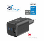 SWISSTEN CHARGER GaN 2x USB-C 65W PD + 1x USB-A 18W QC BLACK