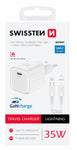 SWISSTEN CHARGER GaN 1x USB-C 35W POWER DELIVERY WHITE + DATA CABLE USB-C/LIGHTNING 1,2M WHITE