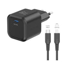 SWISSTEN  CHARGER GaN 1x USB-C 35W POWER DELIVERY BLACK + DATA CABLE USB-C/LIGHTNING 1,2M BLACK