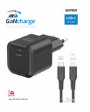 SWISSTEN  CHARGER GaN 1x USB-C 35W POWER DELIVERY BLACK + DATA CABLE USB-C/LIGHTNING 1,2M BLACK