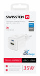 SWISSTEN  CHARGER GaN 1x USB-C 35W PD + 1x USB-A 27W QC WHITE