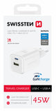 SWISSTEN  CHARGER GaN 1x USB-C 45W PD + 1x USB-A 18W QC WHITE