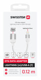 OTG ADAPTER SWISSTEN TEXTILE LIGHTNING (male) / USB-A (female) 0,12 M WHITE