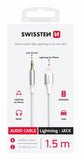 AUDIO ADAPTER SWISSTEN TEXTILE LIGHTNING (male) / 3,5 mm JACK (male) 1,5 M WHITE