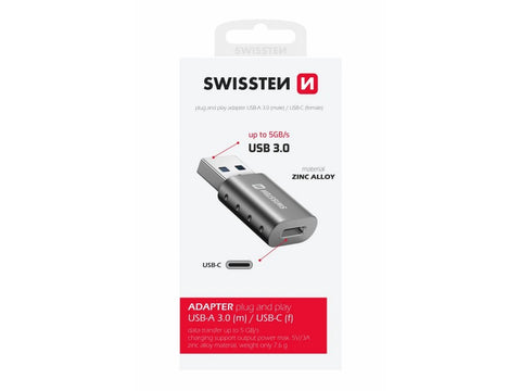 SWISSTEN ADAPTER USB-A(M)/USB-C(F)