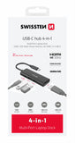 SWISSTEN USB-C HUB 4-IN-1 (USB-C 100W, HDMI 4K, 2x USB-A) ALUMINIUM
