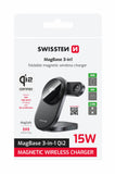 SWISSTEN FOLDABLE WIRELESS Qi2 CHARGER MagBase 3in1 BLACK (MagSafe compatible)