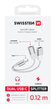 CHARGING AUDIO CHARGING AUDIO ADAPTER SWISSTEN TEXTILE USB-C (male) / 2x USB-C (female) 0.12 M WHITE