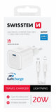 SWISSTEN  CHARGER GaN 1x USB-C 20W POWER DELIVERY WHITE + DATA CABLE USB-C/LIGHTNING 1,2M WHITE