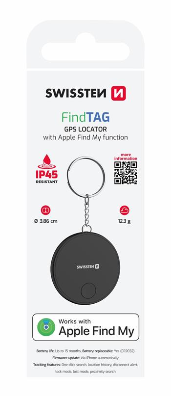 SWISSTEN FIND TAG SMART LOCATOR WITH APPLE FIND MY FUNCTION BLACK