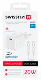 SWISSTEN  CHARGER GaN 1x USB-C 20W POWER DELIVERY WHITE + DATA CABLE USB-C/USB-C 1,2 M WHITE