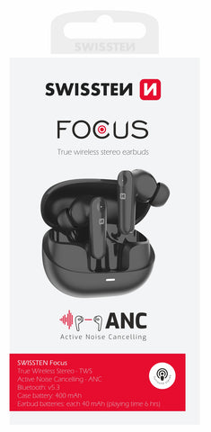 BLUETOOTH ANC EARPHONES SWISSTEN FOCUS BLACK