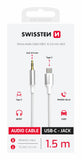 AUDIO ADAPTER SWISSTEN TEXTILE USB-C (male) / 3,5 mm JACK (male) 1,5M WHITE