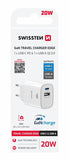 SWISSTEN TRAVEL CHARGER EDGE GaN 1x USB-C PD 20W + 1x USB-A 18W QC WHITE