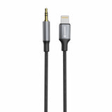 AUDIO ADAPTER SWISSTEN TEXTILE LIGHTNING (male) /3,5 mm JACK (male) 1,5 M BLACK