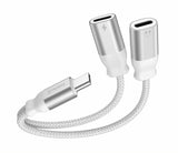 CHARGING AUDIO CHARGING AUDIO ADAPTER SWISSTEN TEXTILE USB-C (male) / 2x USB-C (female) 0.12 M WHITE