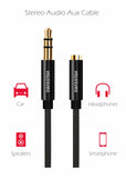 AUDIO CABLE SWISSTEN TEXTILE 3,5 mm JACK (male) - 3,5 mm JACK (female) 1,5 M BLACK