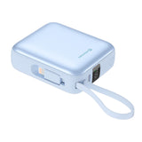 SWISSTEN POWER BANK SPACE 10000 mAh WITH BUILT-IN CABLES USB-C AND LIGHTNING Blue
