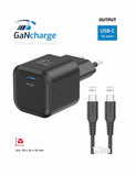 SWISSTEN  CHARGER GaN 1x USB-C 20W POWER DELIVERY BLACK + DATA CABLE USB-C/USB-C 1,2 M BLACK