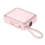 SWISSTEN POWER BANK SPACE 10000 mAh WITH BUILT-IN CABLES USB-C AND LIGHTNING PINK