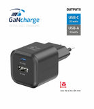 SWISSTEN  CHARGER GaN 1x USB-C 20W PD AND 1x USB-A 18W QC BLACK