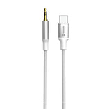 AUDIO ADAPTER SWISSTEN TEXTILE USB-C (male) / 3,5 mm JACK (male) 1,5M WHITE