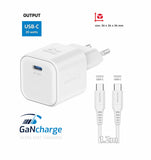 SWISSTEN  CHARGER GaN 1x USB-C 20W POWER DELIVERY WHITE + DATA CABLE USB-C/USB-C 1,2 M WHITE