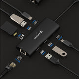 SWISSTEN USB-C HUB 8-IN-1 (USB-C 100W, HDMI 4K, LAN RJ45, 2x USB-A, 1x USB-C 5GBps, SD, MICRO SD) ALUMINIUM