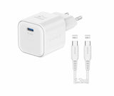 SWISSTEN  CHARGER GaN 1x USB-C 20W POWER DELIVERY WHITE + DATA CABLE USB-C/USB-C 1,2 M WHITE