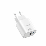 SWISSTEN TRAVEL CHARGER EDGE GaN 1x USB-C PD 20W + 1x USB-A 18W QC WHITE