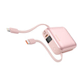 SWISSTEN POWER BANK SPACE 10000 mAh WITH BUILT-IN CABLES USB-C AND LIGHTNING PINK