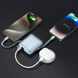 SWISSTEN POWER BANK SPACE 10000 mAh WITH BUILT-IN CABLES USB-C AND LIGHTNING Blue