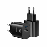 SWISSTEN TRAVEL CHARGER EDGE GaN 1x USB-C PD 20W + 1x USB-A 18W QC BLACK