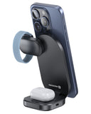 SWISSTEN FOLDABLE WIRELESS Qi2 CHARGER MagBase 3in1 BLACK (MagSafe compatible)