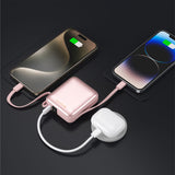 SWISSTEN POWER BANK SPACE 10000 mAh WITH BUILT-IN CABLES USB-C AND LIGHTNING PINK