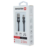 DATA CABLE SWISSTEN TEXTILE USB / USB-C 2.0 M BLACK - SamoTech