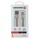 DATA CABLE SWISSTEN TEXTILE USB / USB-C 1.2 M GOLD - SamoTech