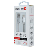 DATA CABLE SWISSTEN TEXTILE USB / USB-C 1.2 M SILVER - SamoTech