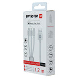 DATA CABLE SWISSTEN TEXTILE 3in1 MFi 1,2 M, SILVER - SamoTech