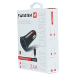SWISSTEN CAR CHARGER 2,4A POWER WITH 2x USB + CABLE MICRO USB - SamoTech