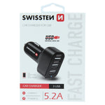 SWISSTEN CAR CHARGER WITH 3x USB 5,2A POWER - SamoTech