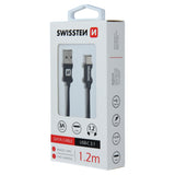 DATA CABLE SWISSTEN TEXTILE USB / USB-C 1.2 M BLACK - SamoTech