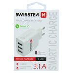 SWISSTEN TRAVEL CHARGER SMART IC WITH 3x USB 3,1A POWER WHITE - SamoTech