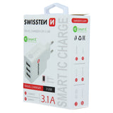 SWISSTEN TRAVEL CHARGER SMART IC WITH 3x USB 3,1A POWER WHITE - SamoTech