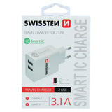 SWISSTEN TRAVEL CHARGER SMART IC WITH 2x USB 3,1A POWER WHITE - SamoTech