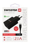SWISSTEN TRAVEL CHARGER SMART IC WITH 2xUSB 2,1A POWER BLACK+USB MICRO 1,2M - SamoTech