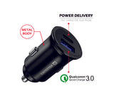 SWISSTEN QUICK CAR CHARGER POWER DELIVERY USB-C + QUICK CHARGE 3.0 36W METAL BLACK