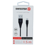 SWISSTEN DATA CABLE USB / USB-C SUPER FAST CHARGING 5A 1.5M BLACK - SamoTech